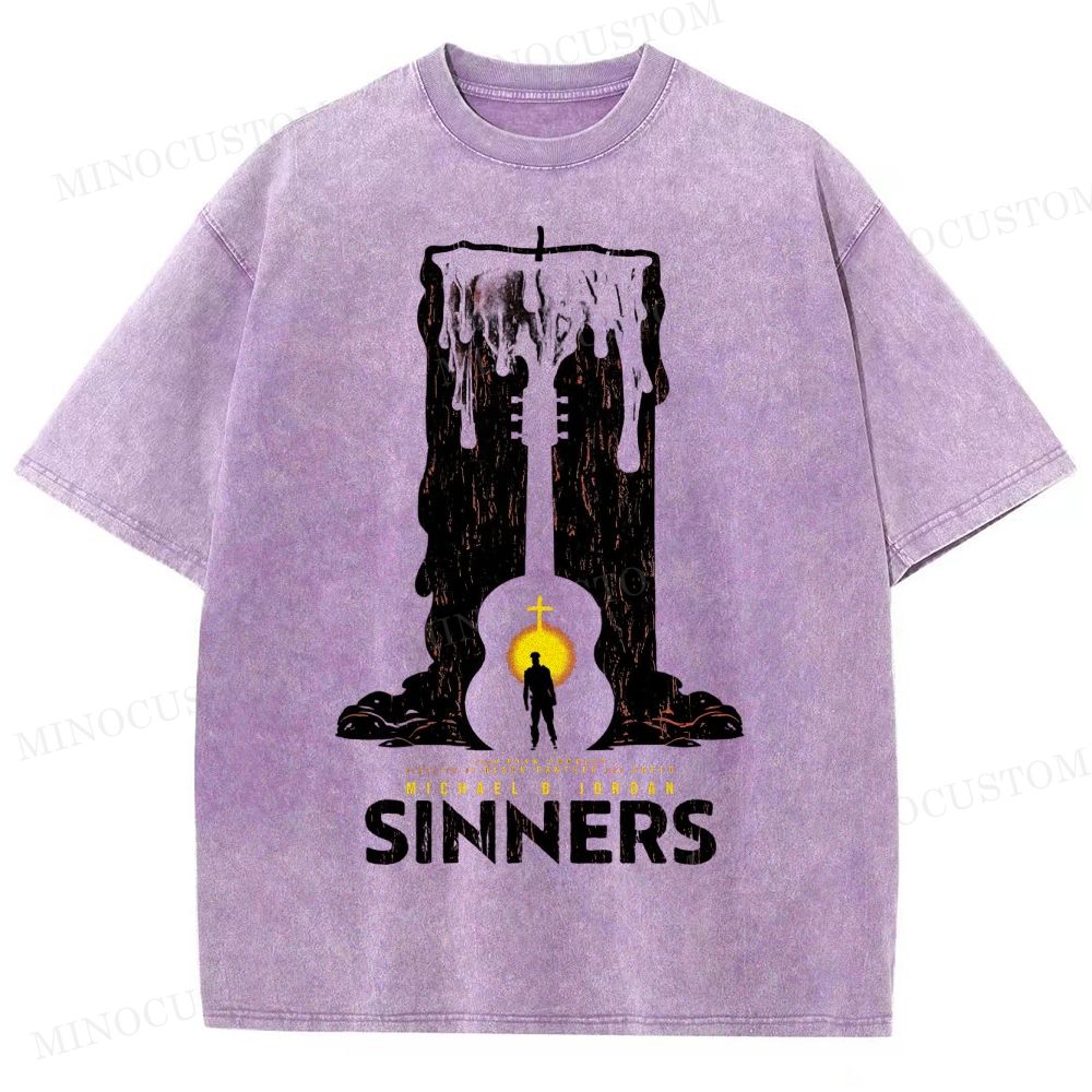 “Sinners” Melting Guitar Candle Washed T-Shirt 