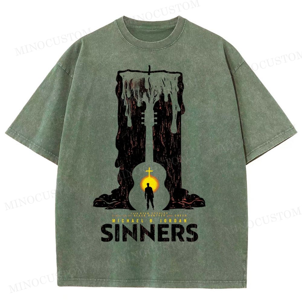 “Sinners” Melting Guitar Candle Washed T-Shirt 