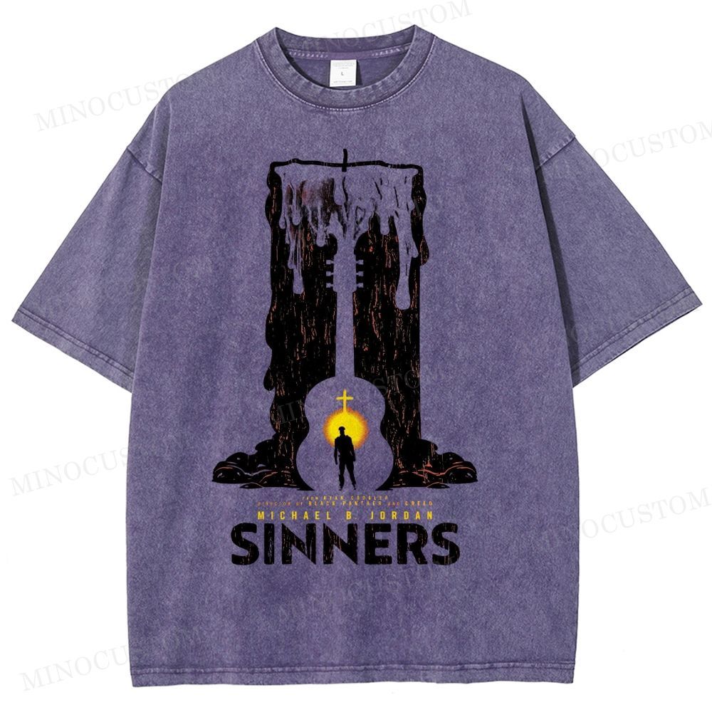“Sinners” Melting Guitar Candle Washed T-Shirt 