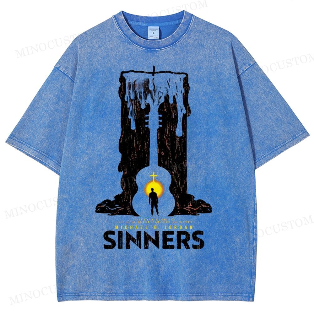 “Sinners” Melting Guitar Candle Washed T-Shirt