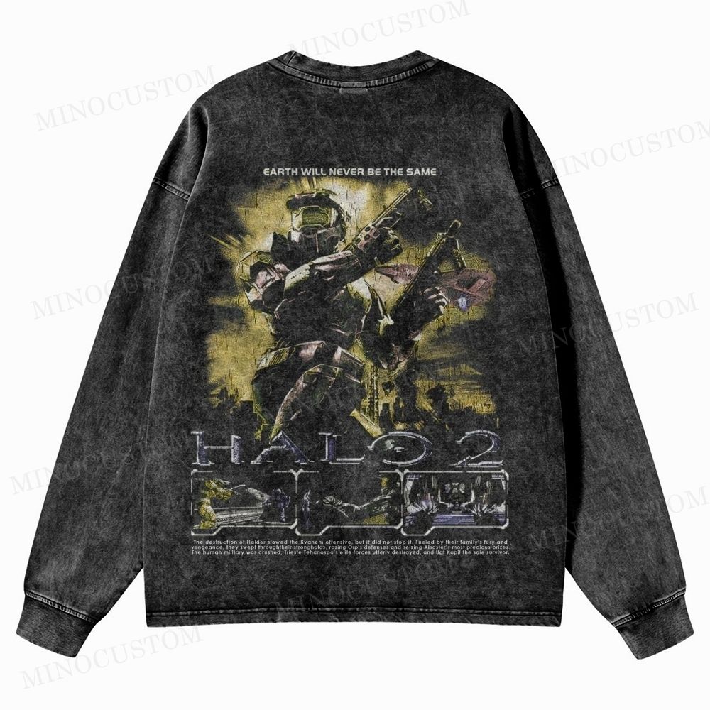 Wash Master Chief Spartan Washed Long-Sleeved T-Shirt