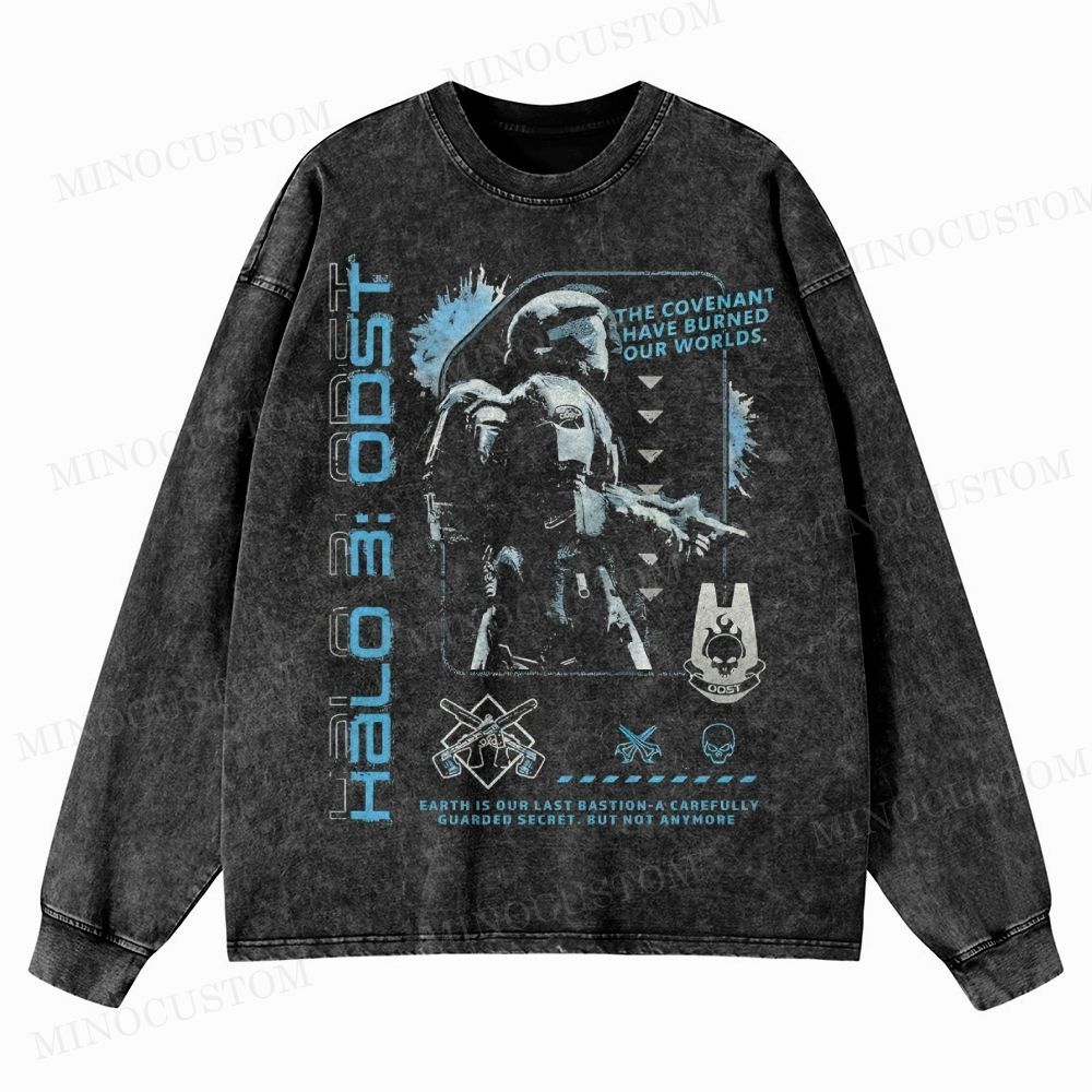 Unisex Casual Washed Long-Sleeved T-Shirt 2511004682