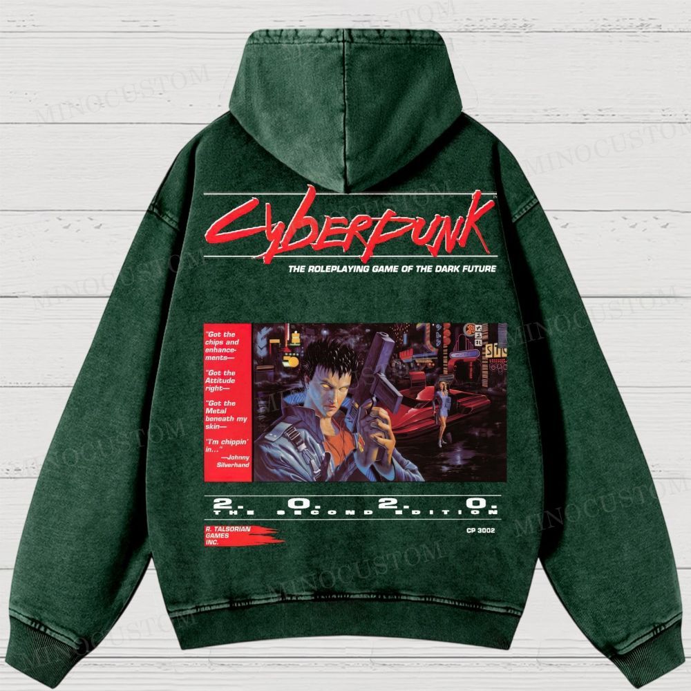 Cyberpunk 2020 “Dark Future” Washed Hoodies 