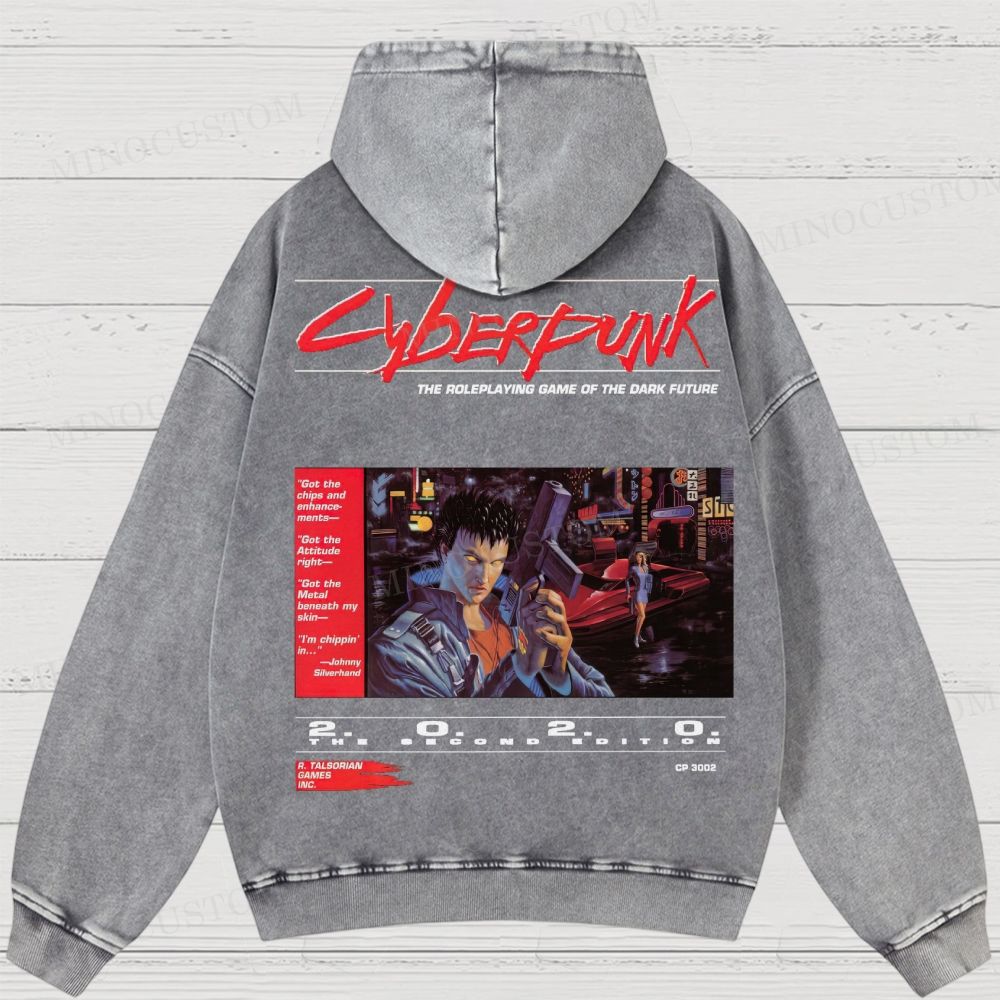 Cyberpunk 2020 “Dark Future” Washed Hoodies 