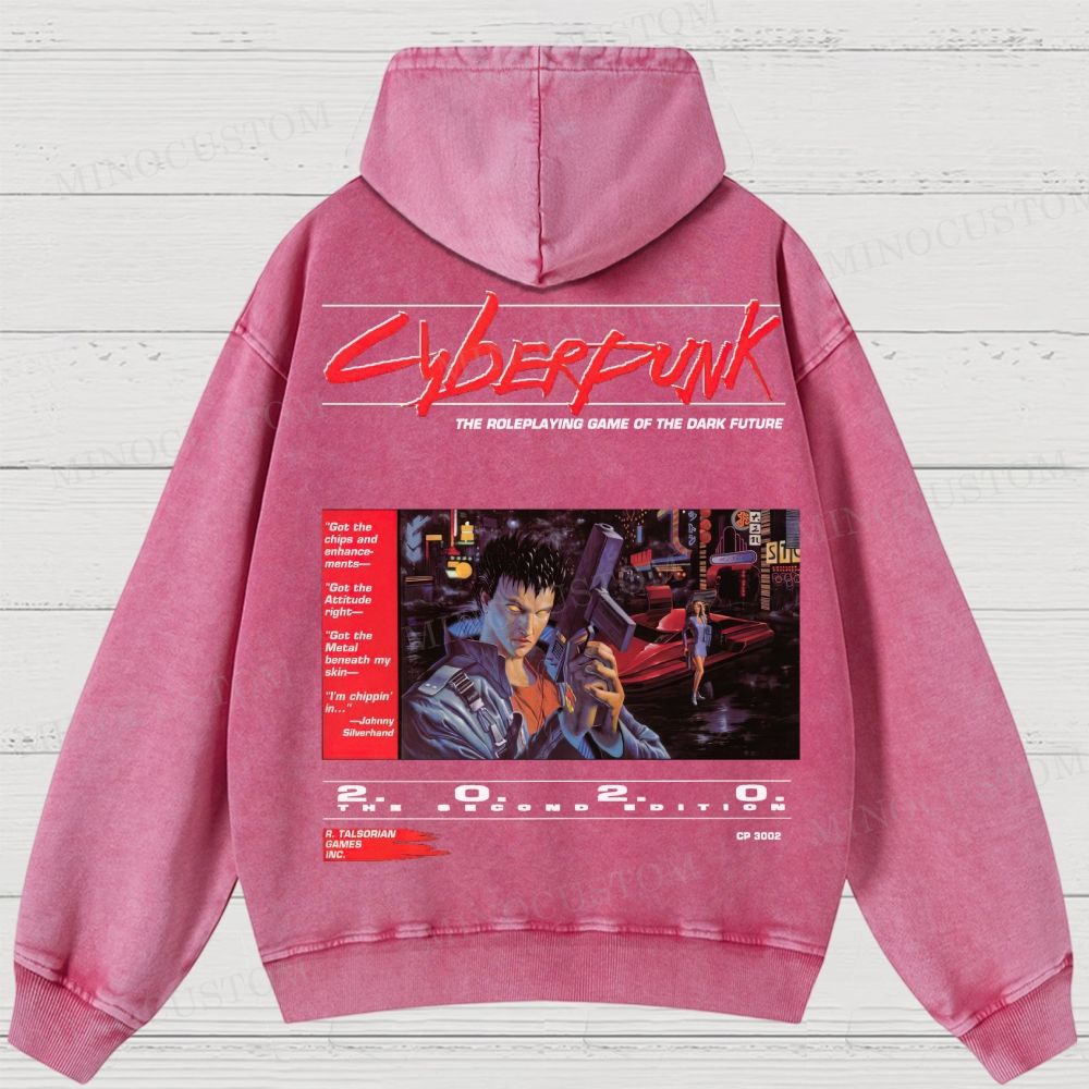 Cyberpunk 2020 “Dark Future” Washed Hoodies 
