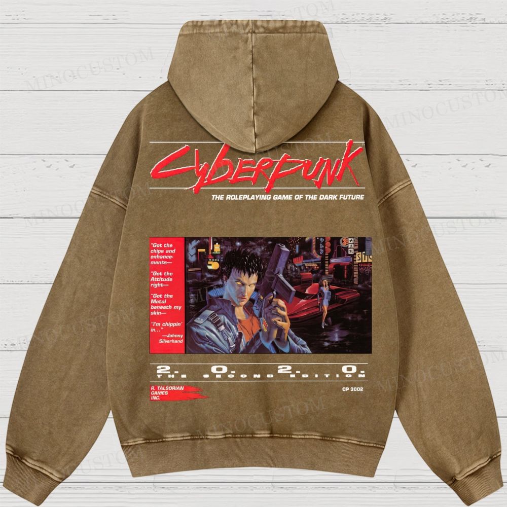Cyberpunk 2020 “Dark Future” Washed Hoodies 