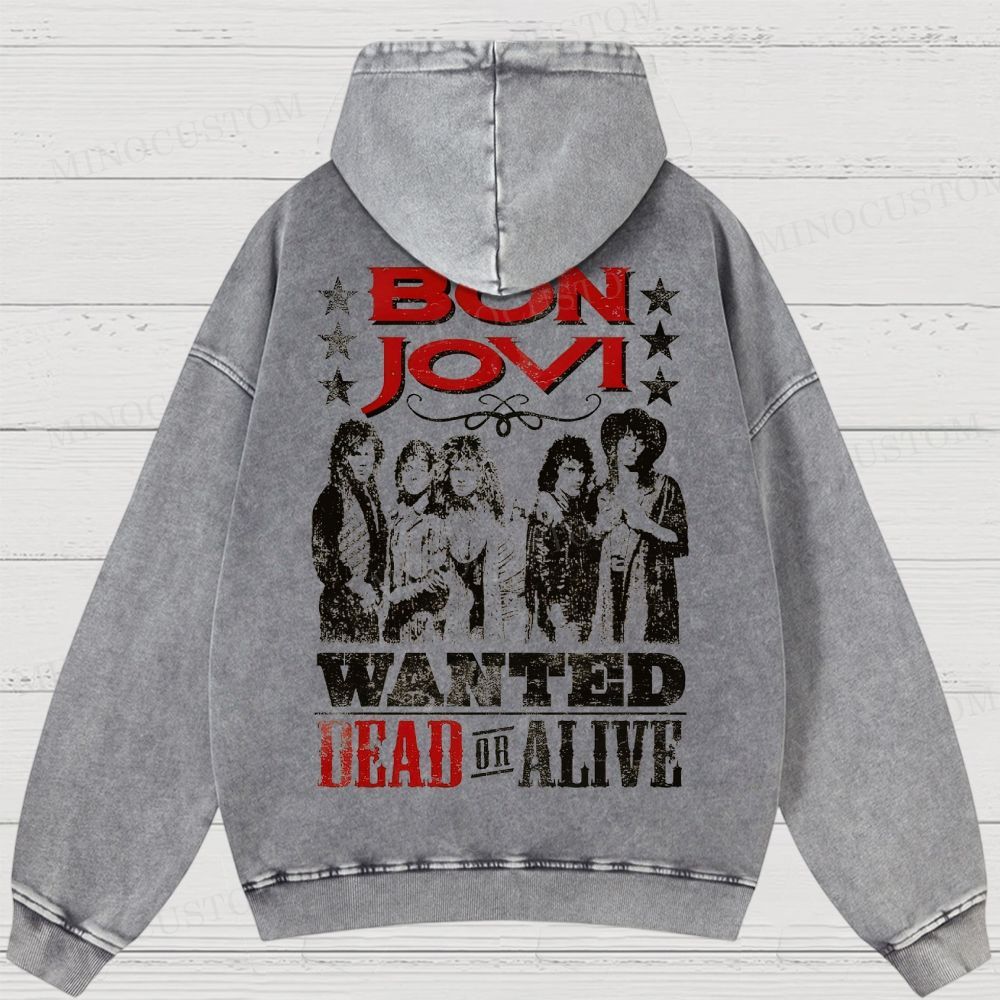 Bon Jovi “Wanted Dead or Alive” Vintage Washed Hoodies 