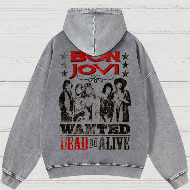 Bon Jovi “Wanted Dead or Alive” Vintage Washed Hoodies 