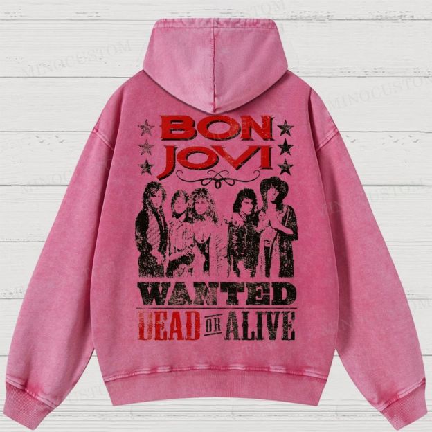 Bon Jovi “Wanted Dead or Alive” Vintage Washed Hoodies 