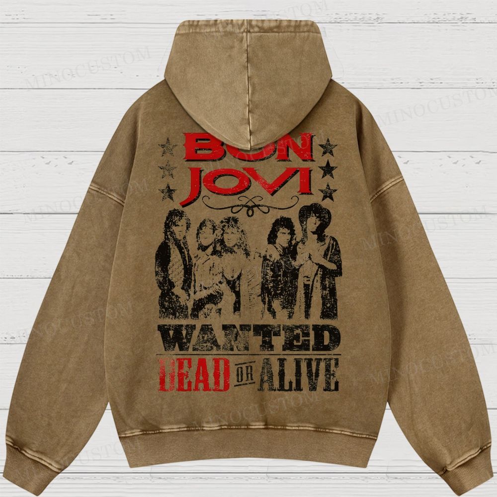 Bon Jovi “Wanted Dead or Alive” Vintage Washed Hoodies 