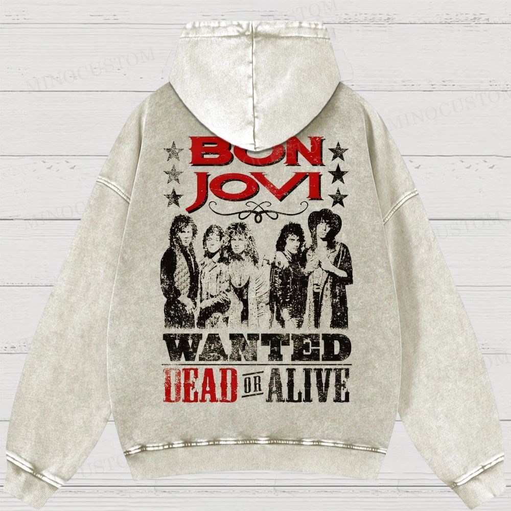 Bon Jovi “Wanted Dead or Alive” Vintage Washed Hoodies