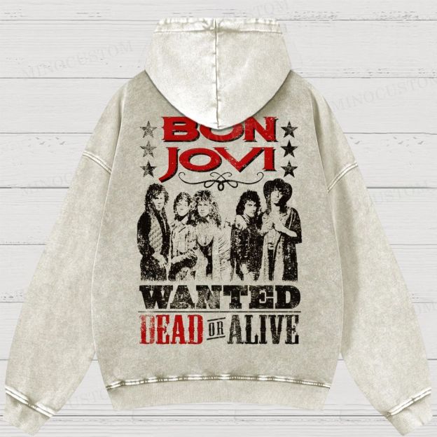 Bon Jovi “Wanted Dead or Alive” Vintage Washed Hoodies 