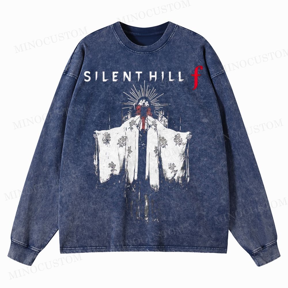 Silent Hill f Floral Horror Graphic Washed Long-Sleeved T-Shirt