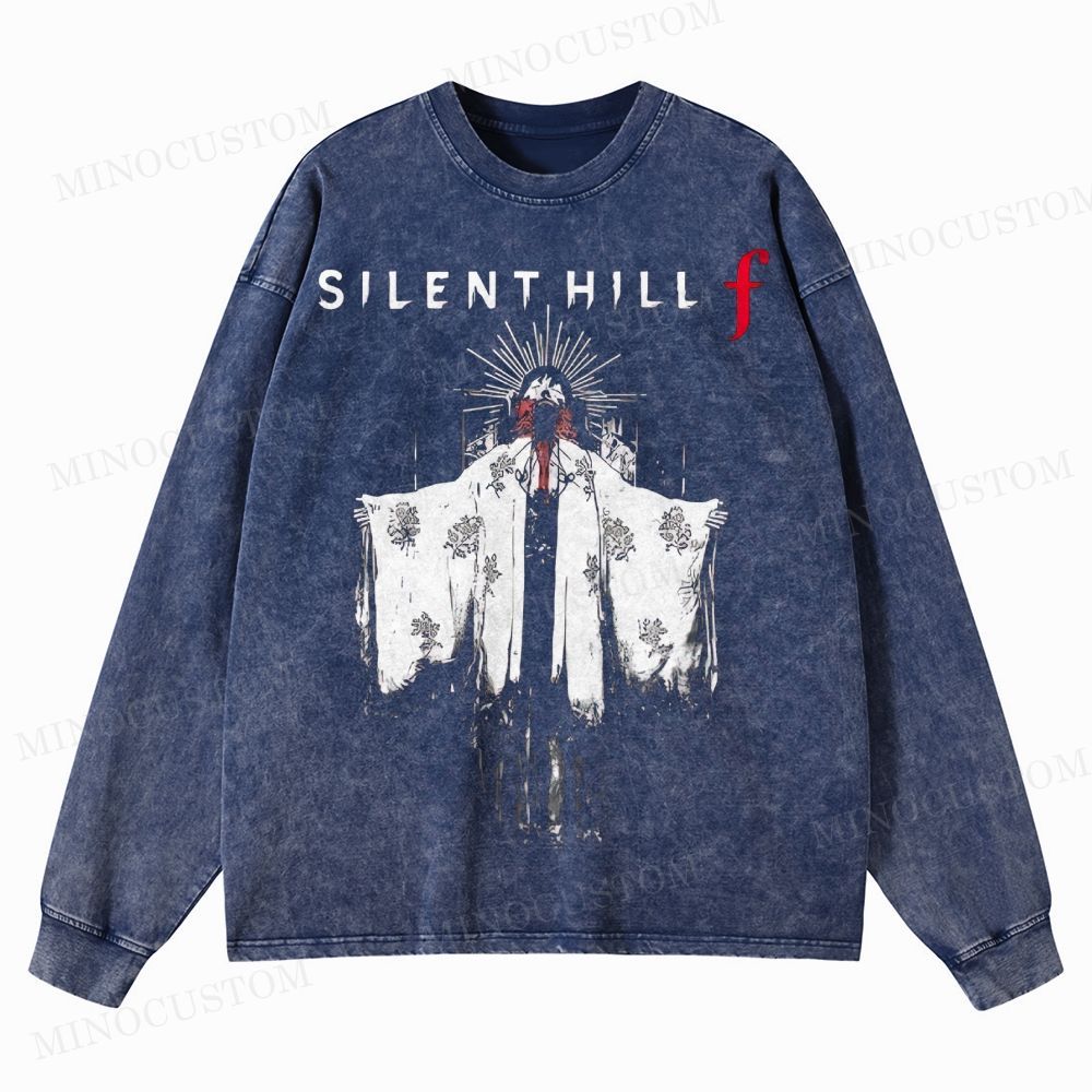 Silent Hill f Floral Horror Graphic Washed Long-Sleeved T-Shirt