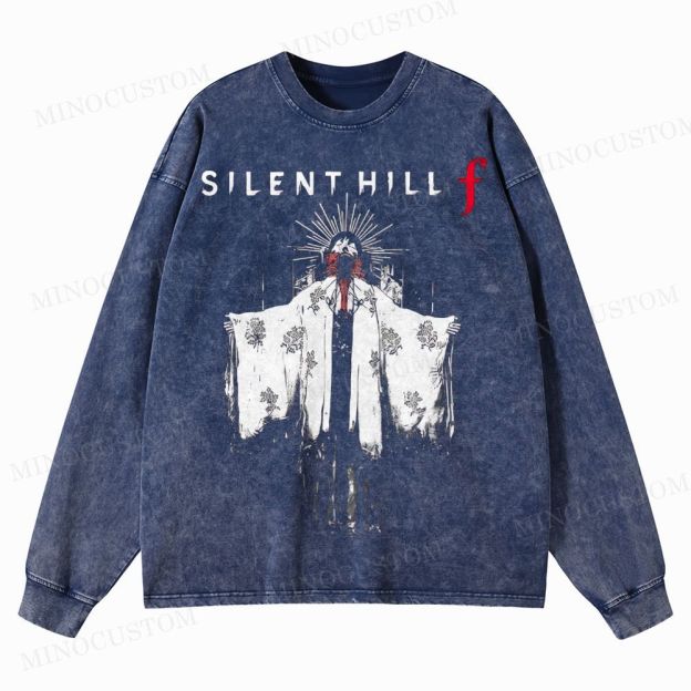 Silent Hill f Floral Horror Graphic Washed Long-Sleeved T-Shirt