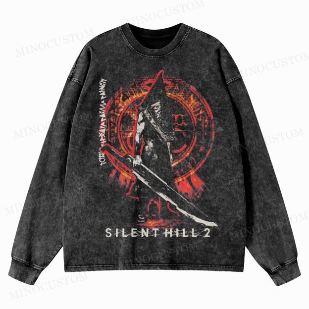  Horror Game  Washed Long-Sleeved T-Shirt