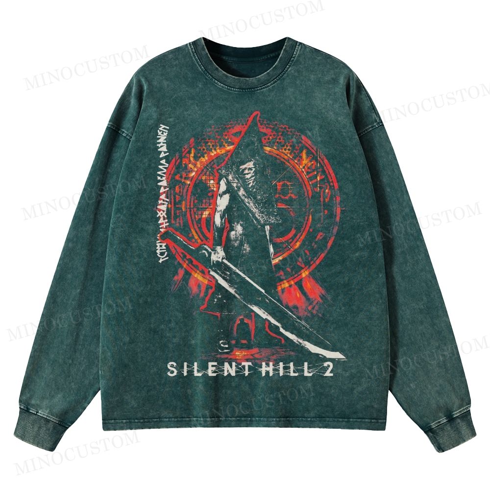  Horror Game  Washed Long-Sleeved T-Shirt