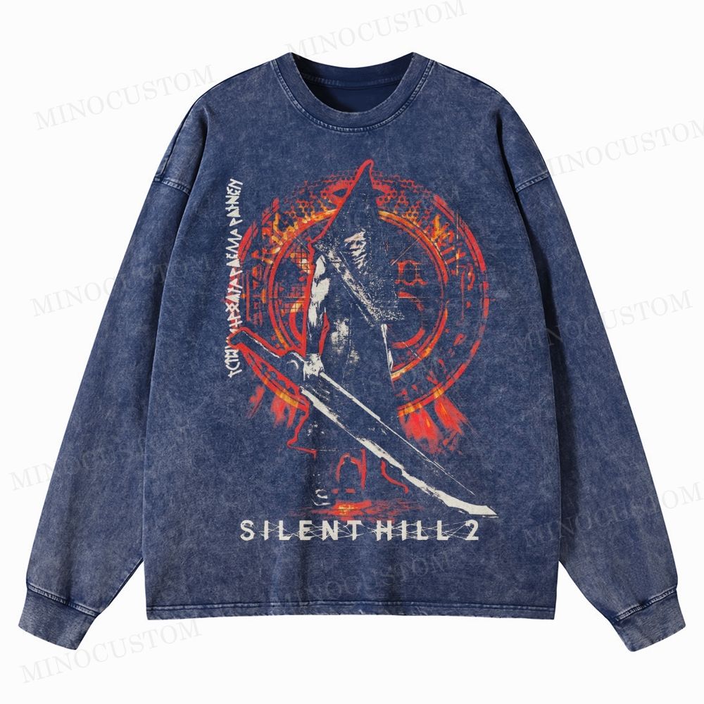  Horror Game  Washed Long-Sleeved T-Shirt