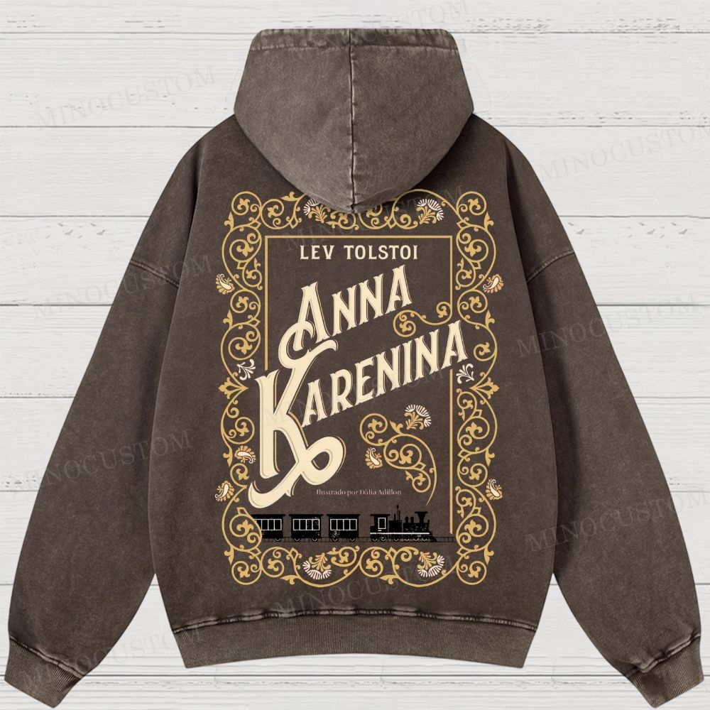 Anna Karenina Book Cover Washed Hoodies 