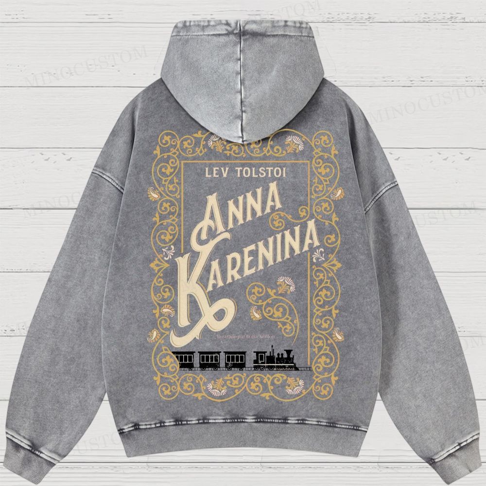 Anna Karenina Book Cover Washed Hoodies 