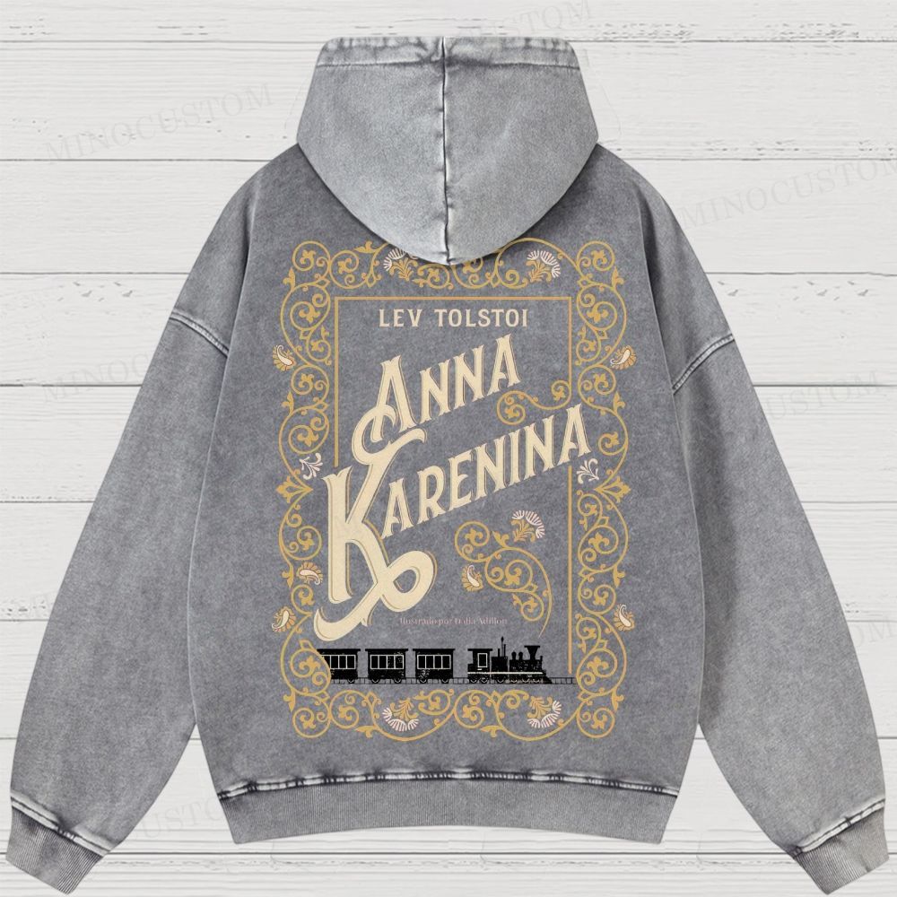 Anna Karenina Book Cover Washed Hoodies 