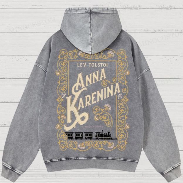 Anna Karenina Book Cover Washed Hoodies 