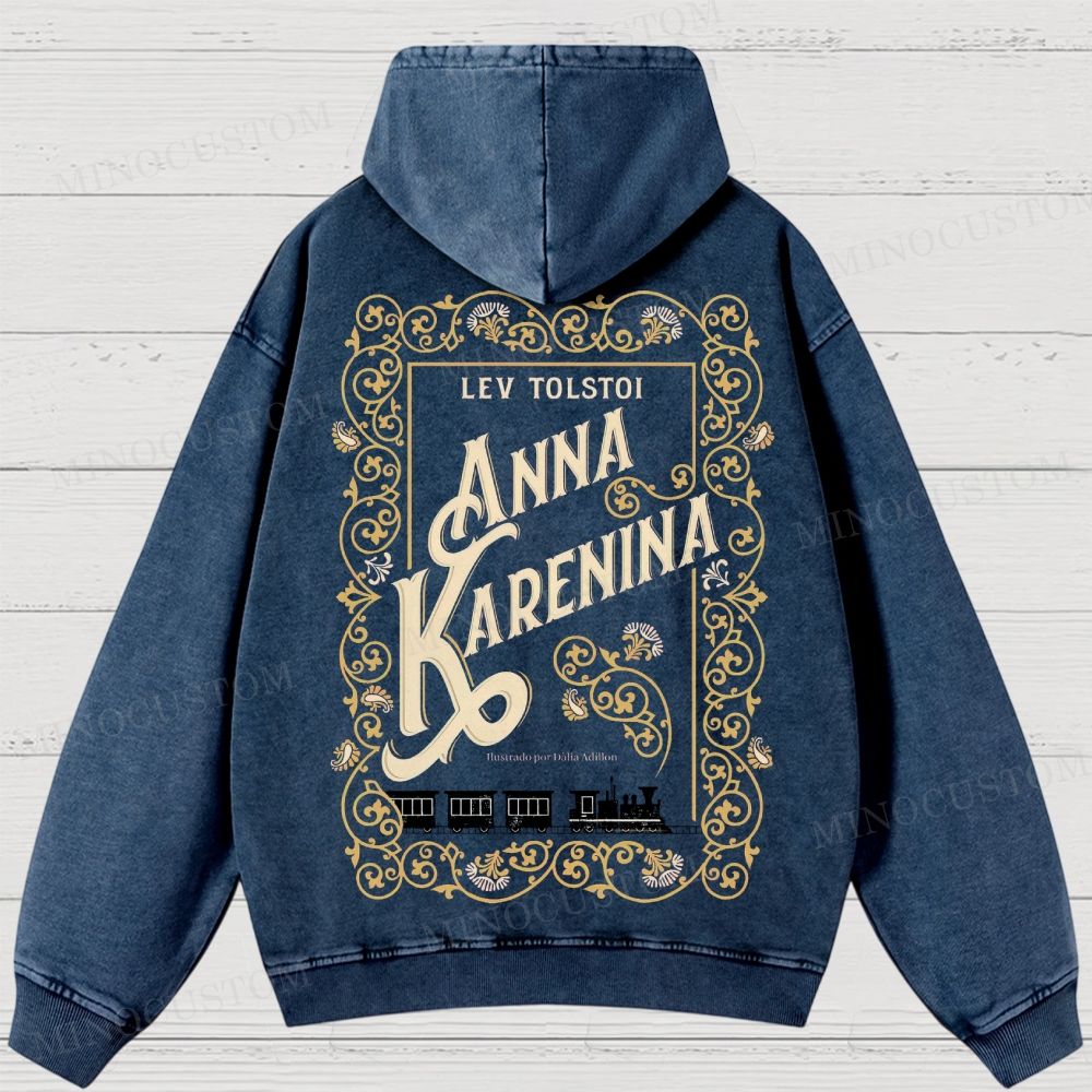 Anna Karenina Book Cover Washed Hoodies 