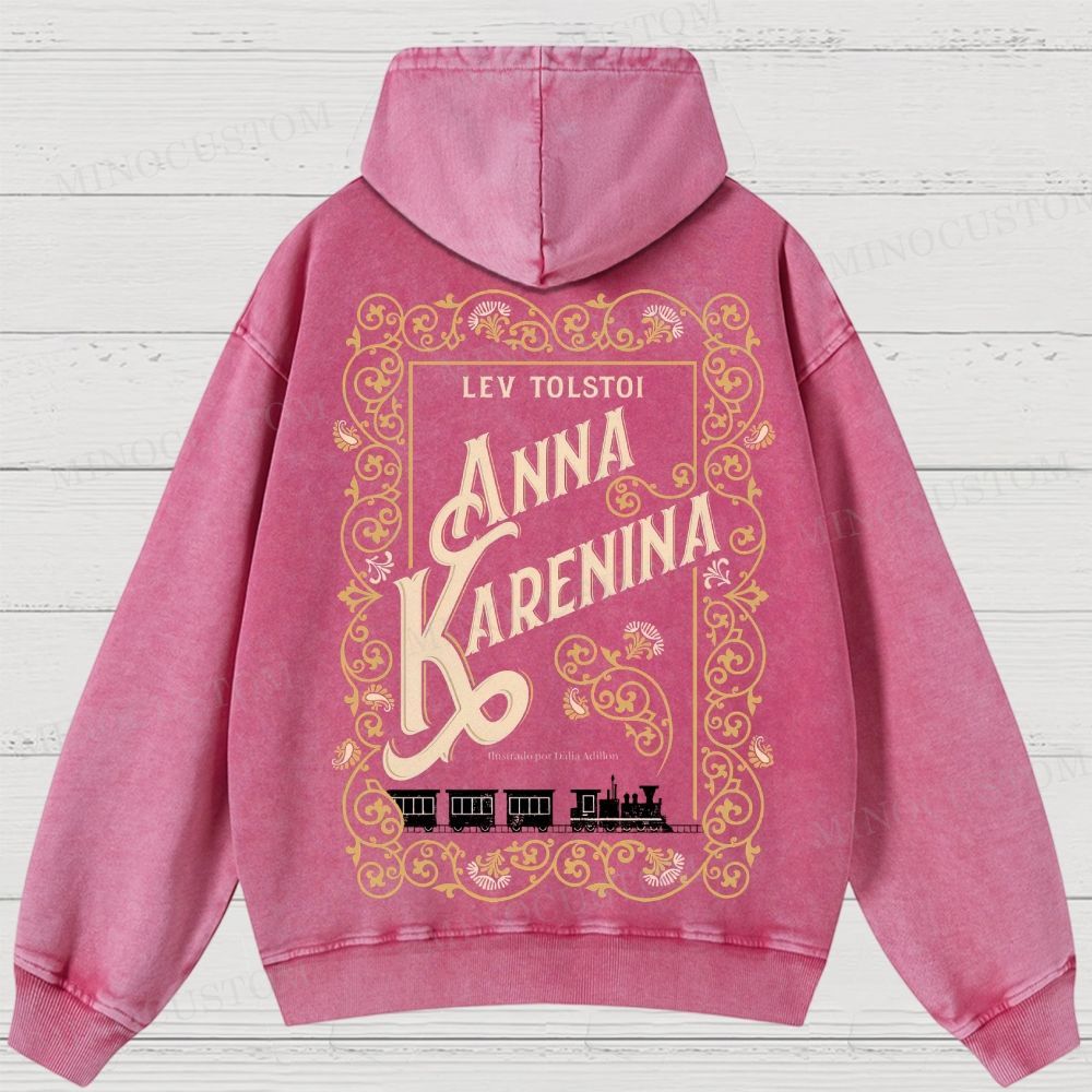 Anna Karenina Book Cover Washed Hoodies 