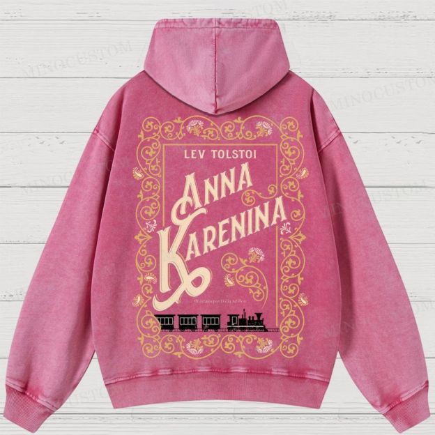 Anna Karenina Book Cover Washed Hoodies 
