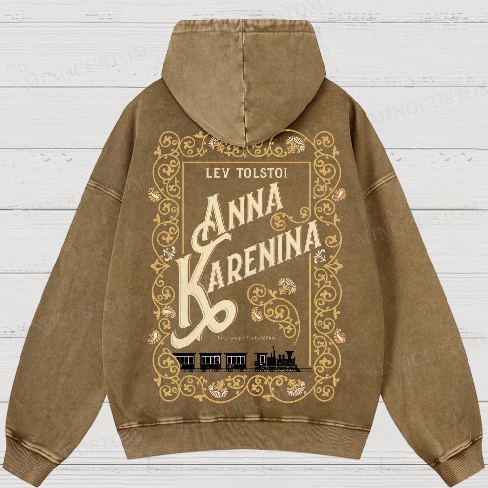 Anna Karenina Book Cover Washed Hoodies 