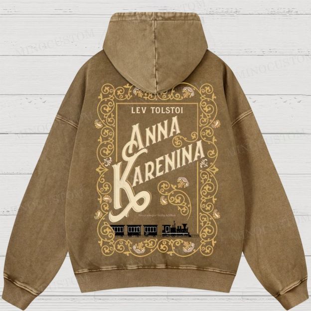 Anna Karenina Book Cover Washed Hoodies 