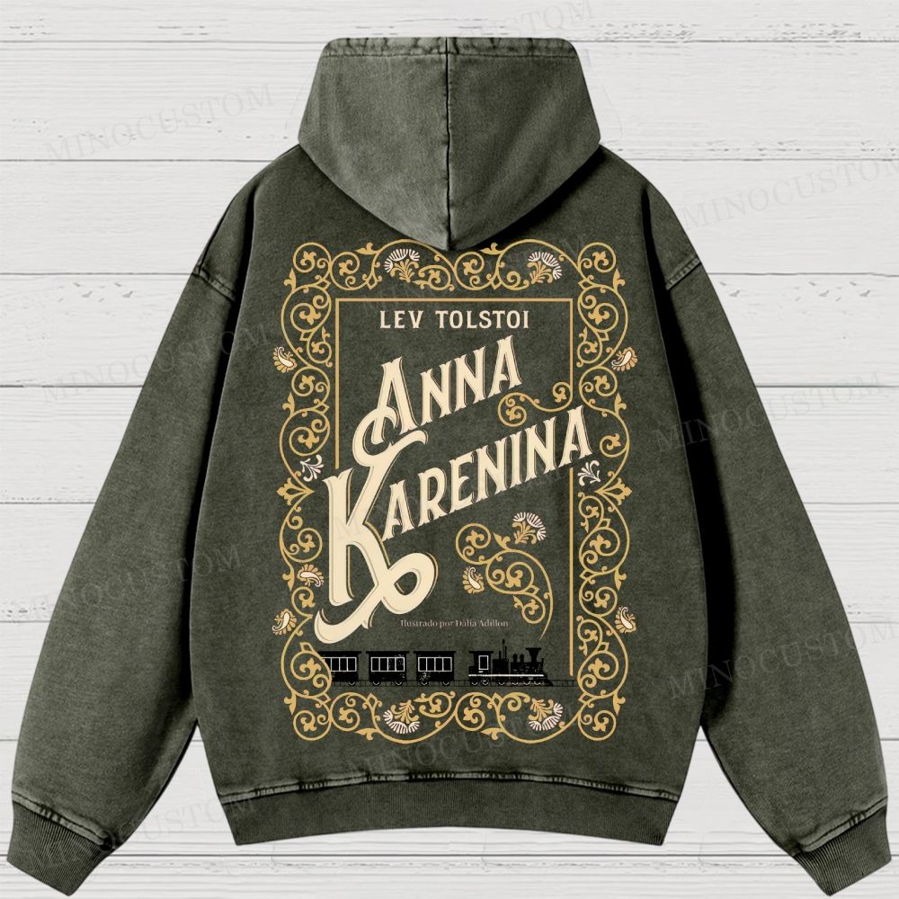 Anna Karenina Book Cover Washed Hoodies 