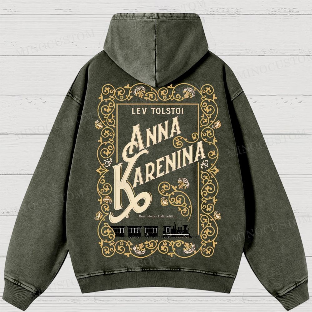 Anna Karenina Book Cover Washed Hoodies 