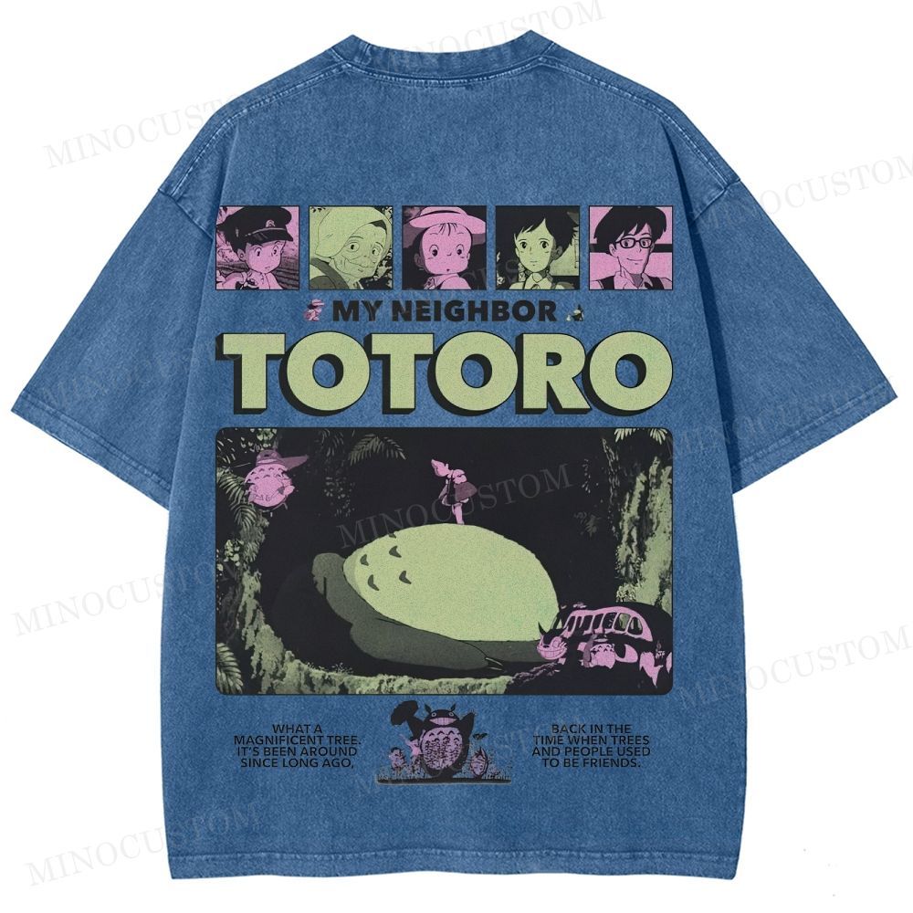 My Neighbor Totoro Anime Fantasy Graphic Washed T-Shirt