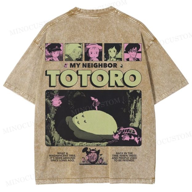 My Neighbor Totoro Anime Fantasy Graphic Washed T-Shirt