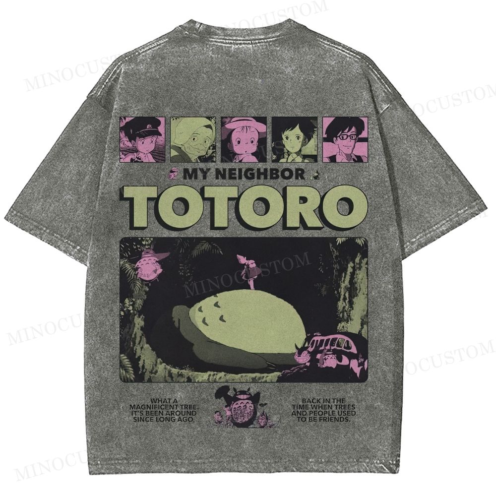 My Neighbor Totoro Anime Fantasy Graphic Washed T-Shirt