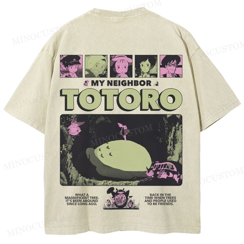 My Neighbor Totoro Anime Fantasy Graphic Washed T-Shirt