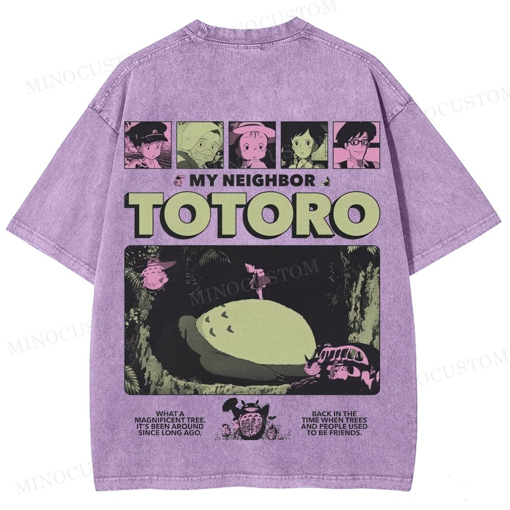 My Neighbor Totoro Anime Fantasy Graphic Washed T-Shirt