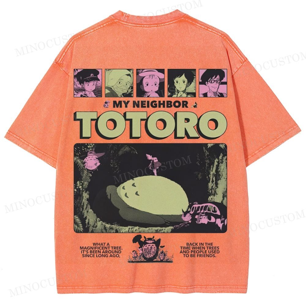My Neighbor Totoro Anime Fantasy Graphic Washed T-Shirt