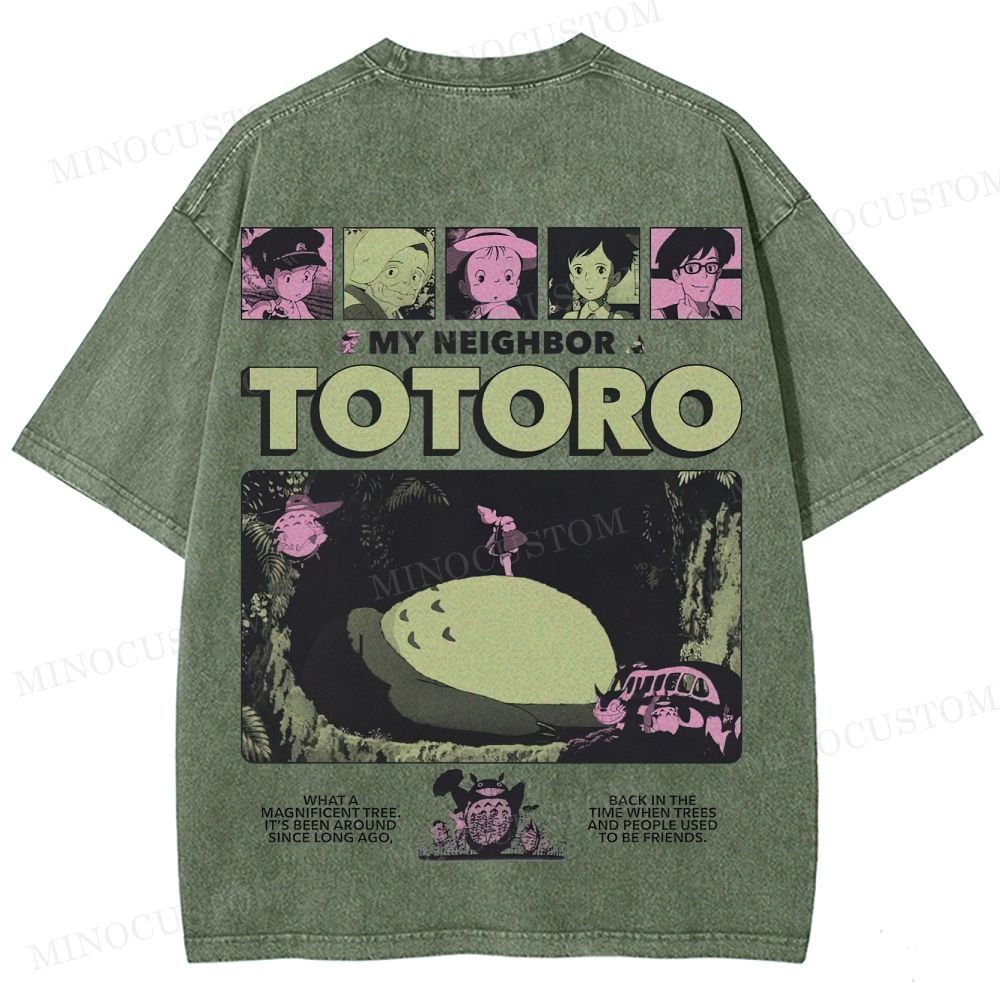 My Neighbor Totoro Anime Fantasy Graphic Washed T-Shirt