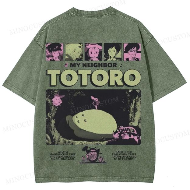 My Neighbor Totoro Anime Fantasy Graphic Washed T-Shirt
