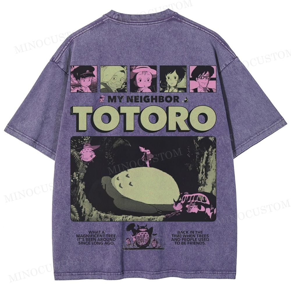 My Neighbor Totoro Anime Fantasy Graphic Washed T-Shirt