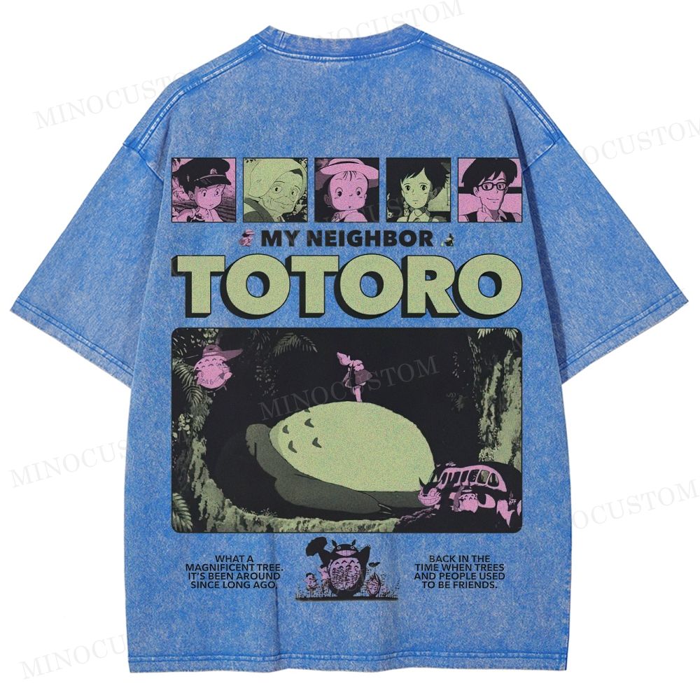 My Neighbor Totoro Anime Fantasy Graphic Washed T-Shirt