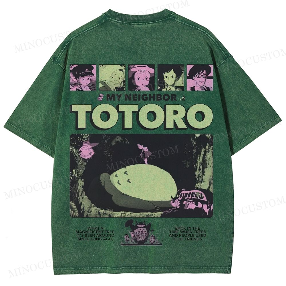 My Neighbor Totoro Anime Fantasy Graphic Washed T-Shirt