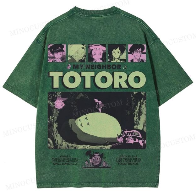 My Neighbor Totoro Anime Fantasy Graphic Washed T-Shirt