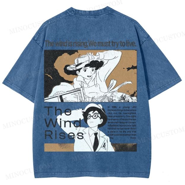 The Wind Rises Anime Drama Graphic Washed T - Shirt