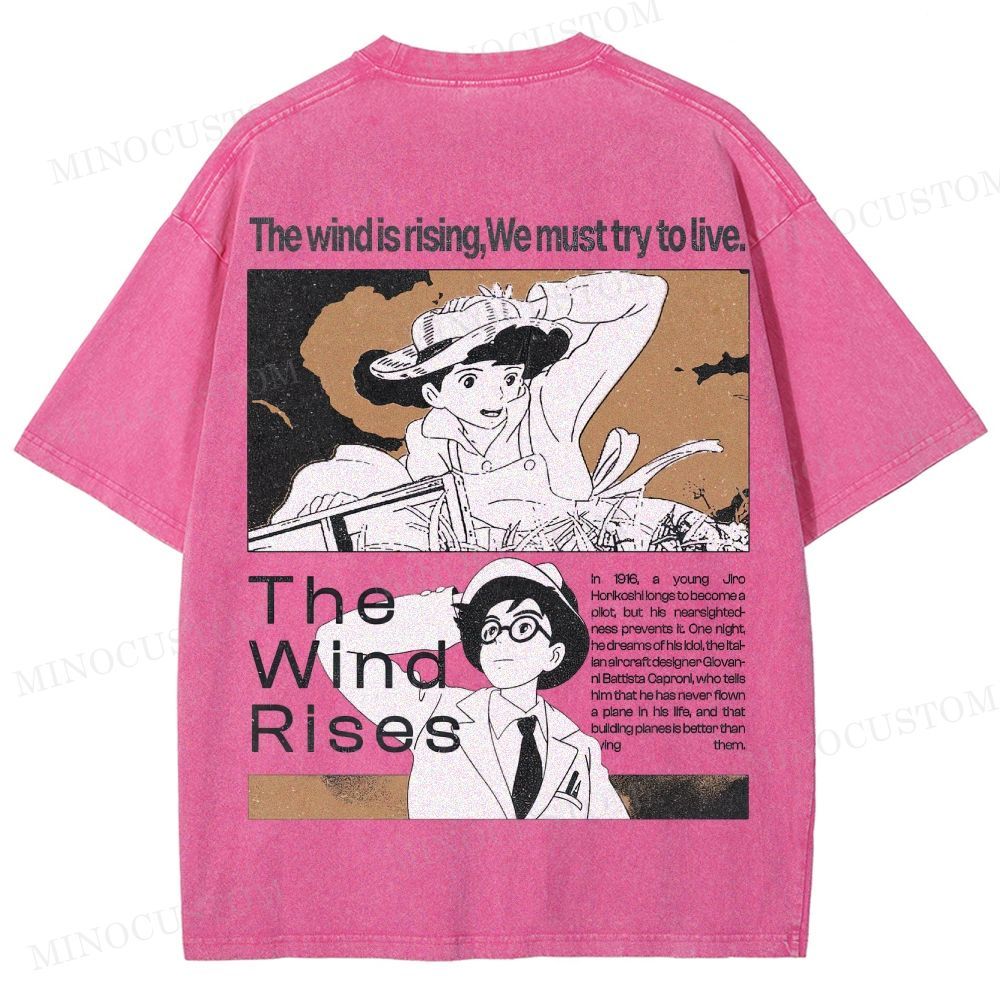 The Wind Rises Anime Drama Graphic Washed T - Shirt