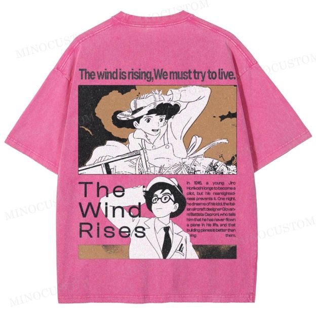 The Wind Rises Anime Drama Graphic Washed T - Shirt