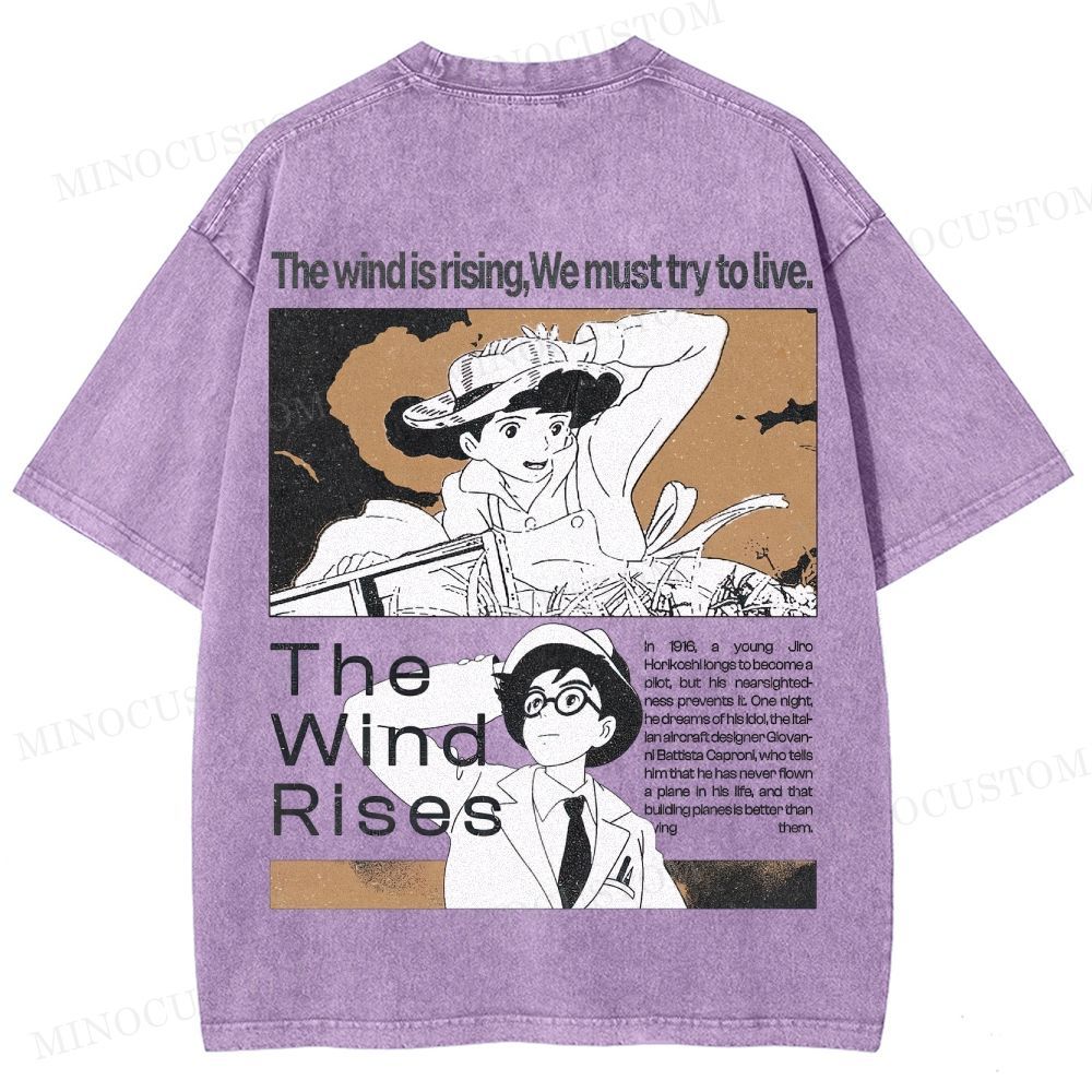 The Wind Rises Anime Drama Graphic Washed T - Shirt