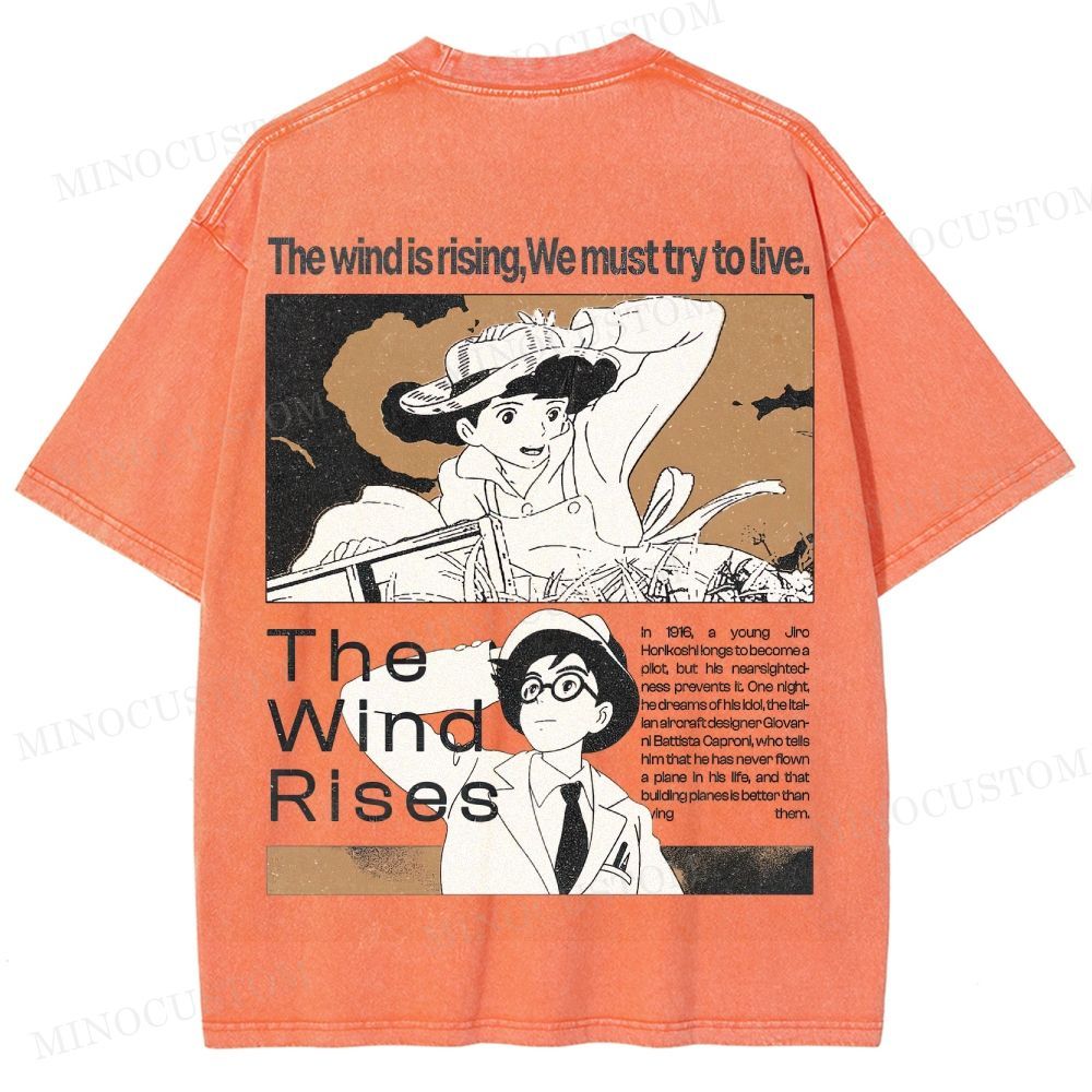 The Wind Rises Anime Drama Graphic Washed T - Shirt